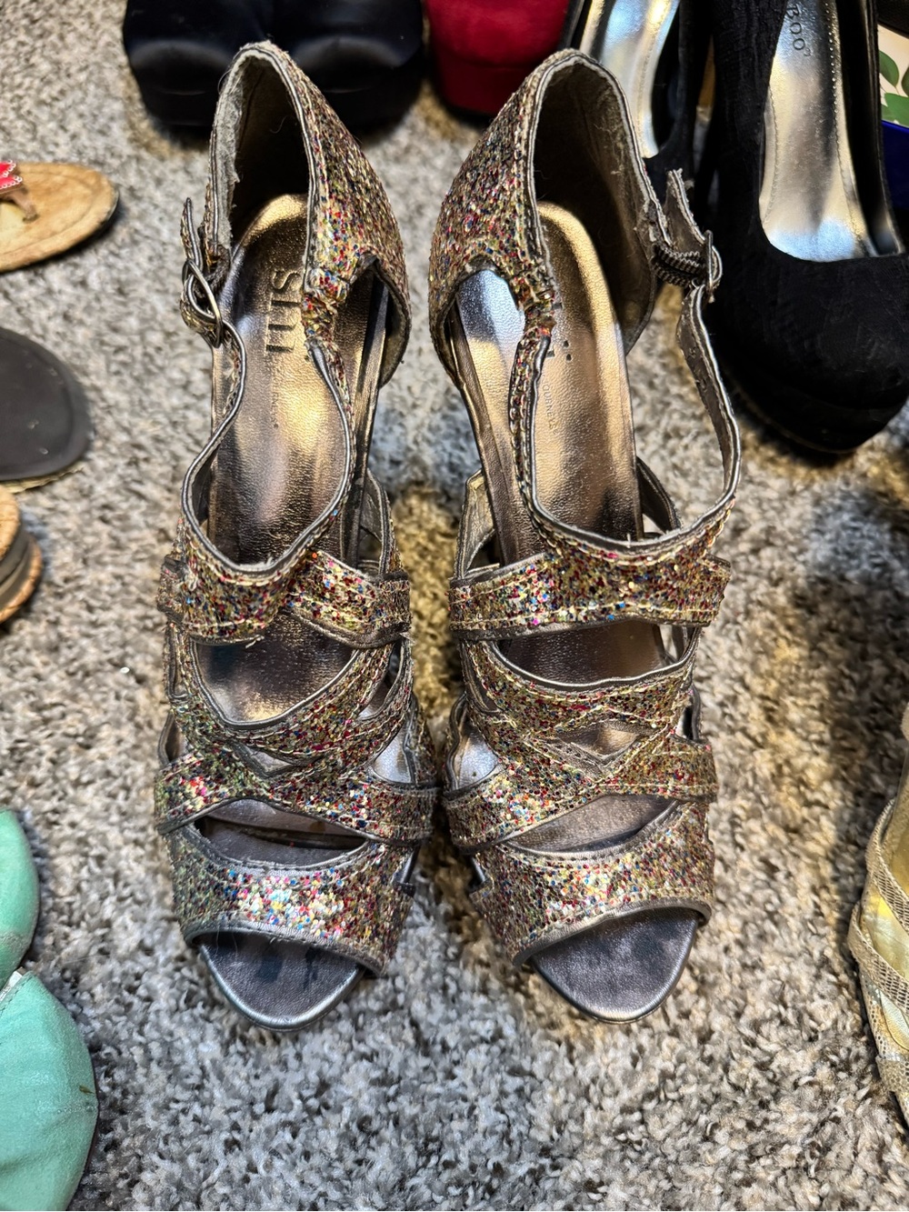 BRONZE GLITTER High Heels Size 8